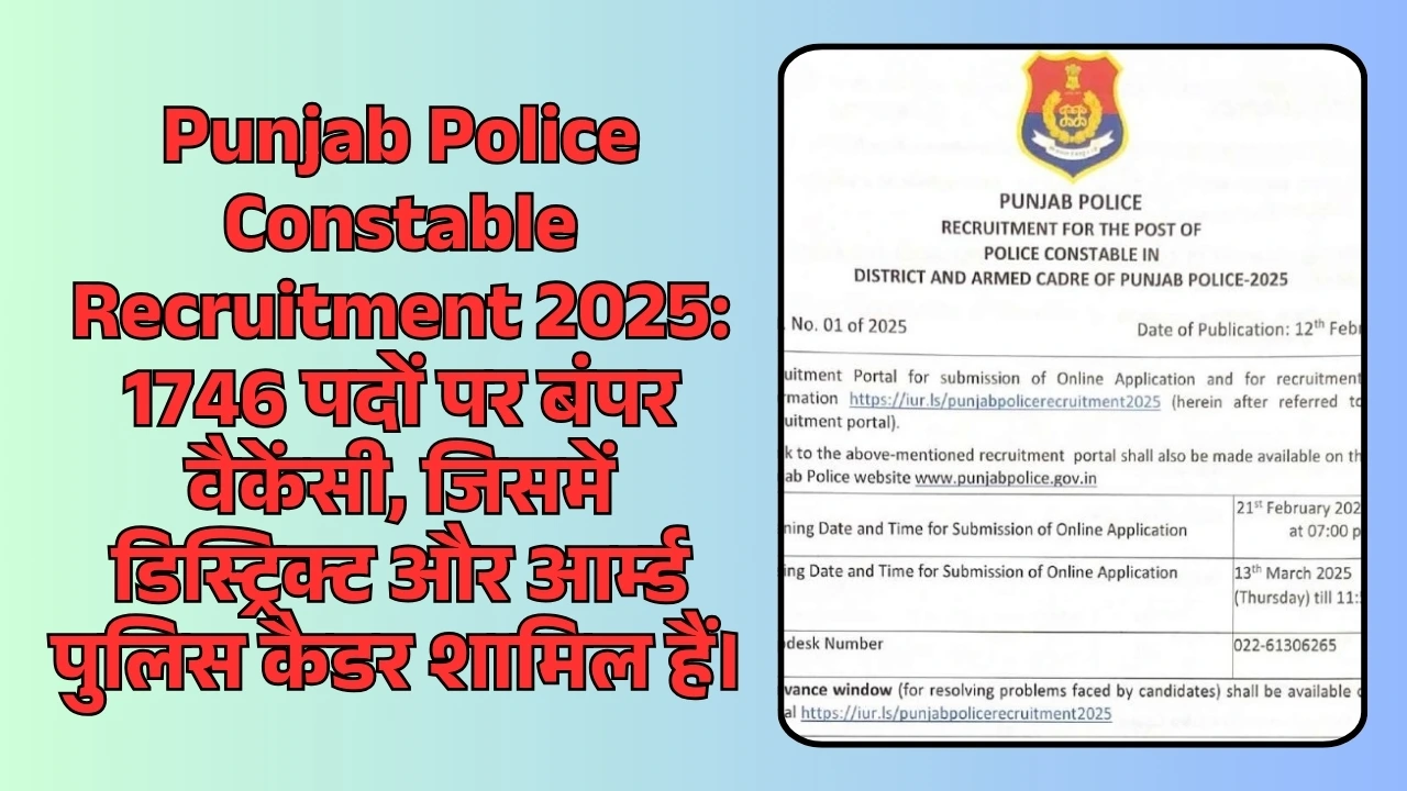 Punjab Police Constable Recruitment 2025